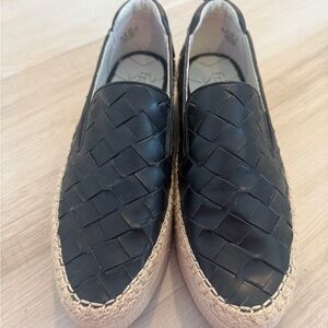 Franco Sarto Black Leather Espadrilles